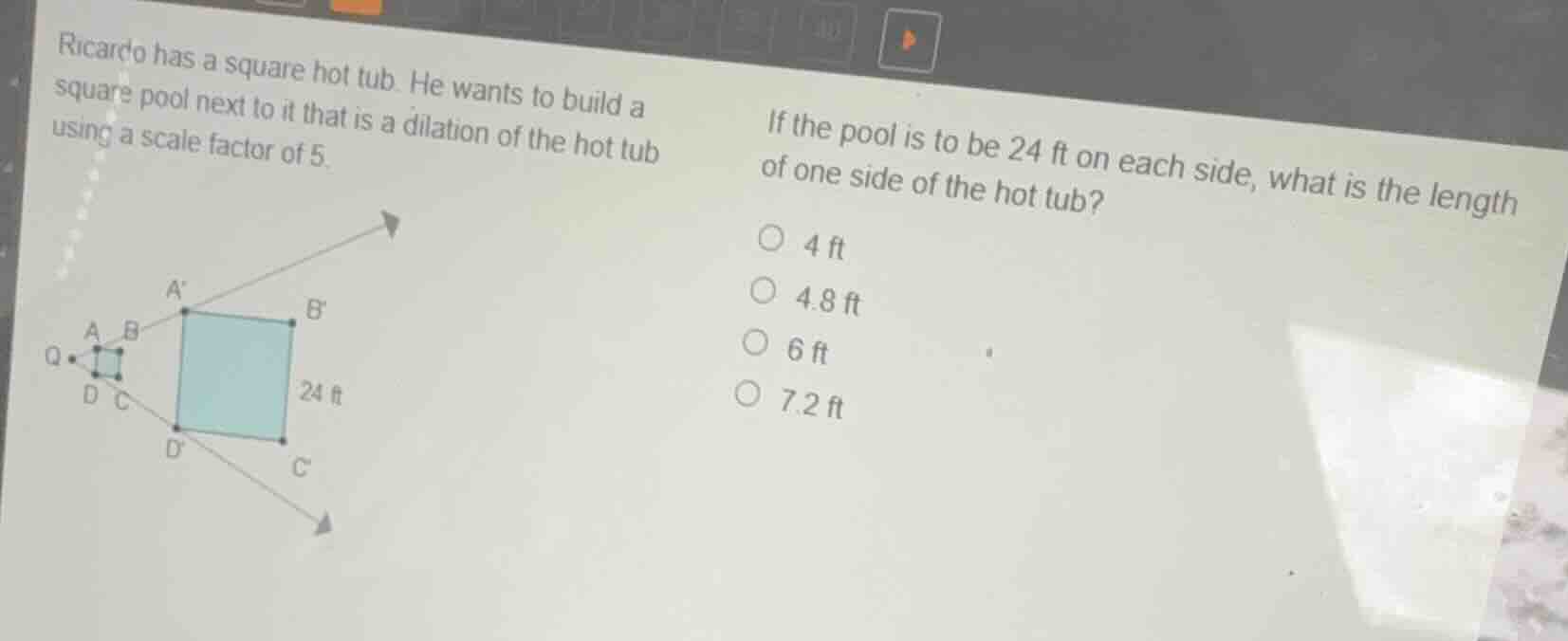 ricardo has a square hot tub. he wants to build a square pool next to i…
