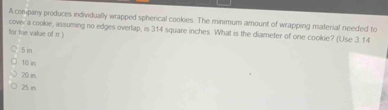 a company produces individually wrapped spherical cookies. the minimum …