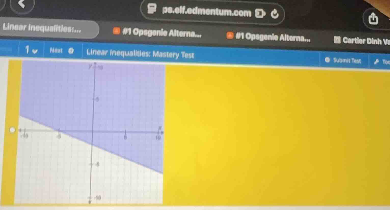 linear inequalities: mastery test