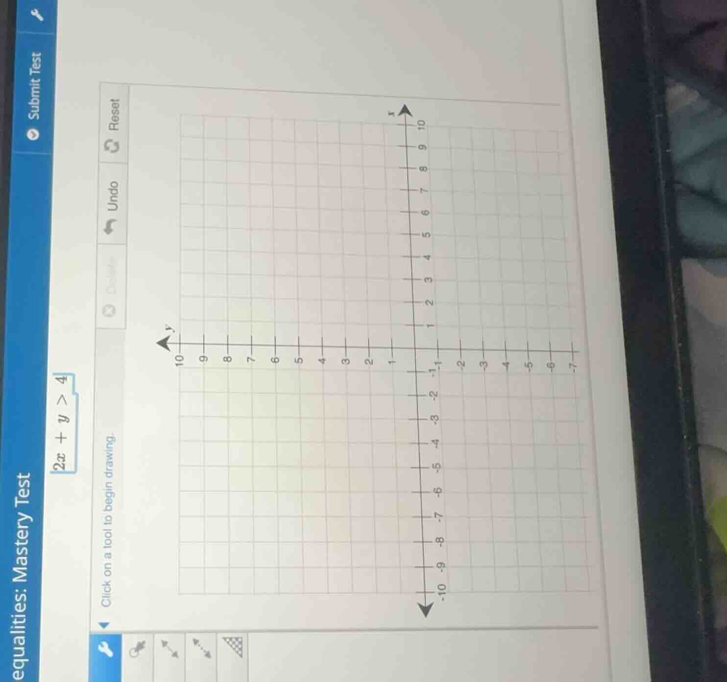 click on a tool to begin drawing. \\2x + y > 4\\