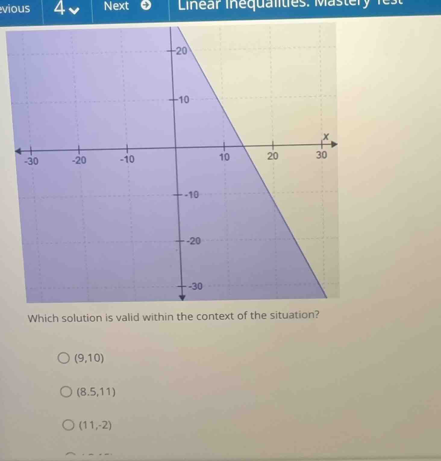 which solution is valid within the context of the situation? (9,10) (8.…