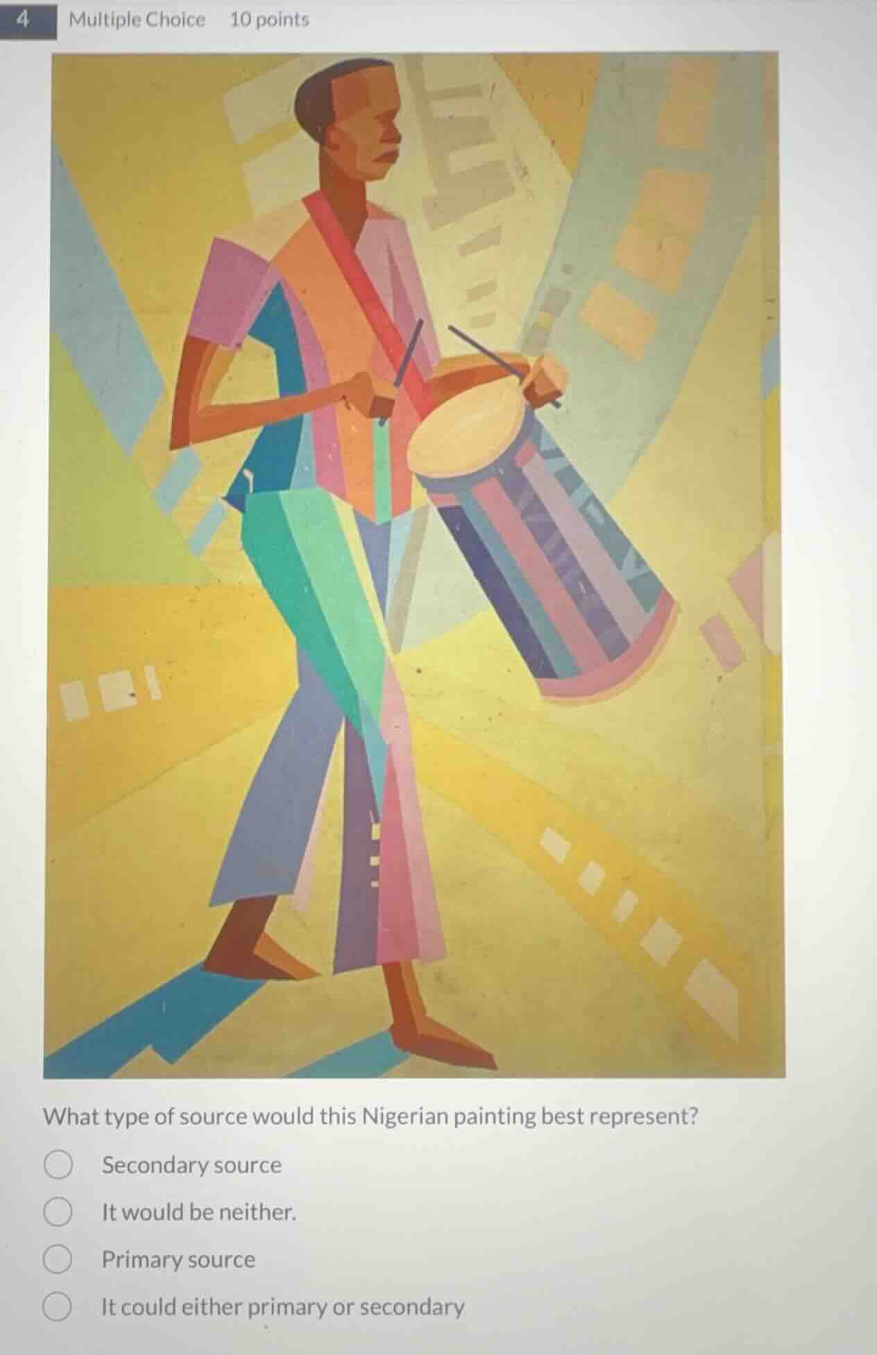 what type of source would this nigerian painting best represent? second…