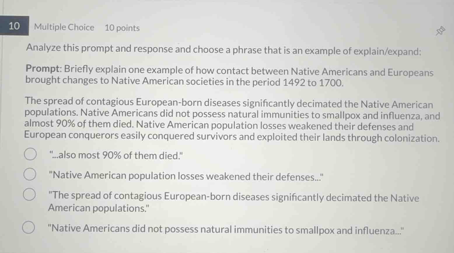 analyze this prompt and response and choose a phrase that is an example…