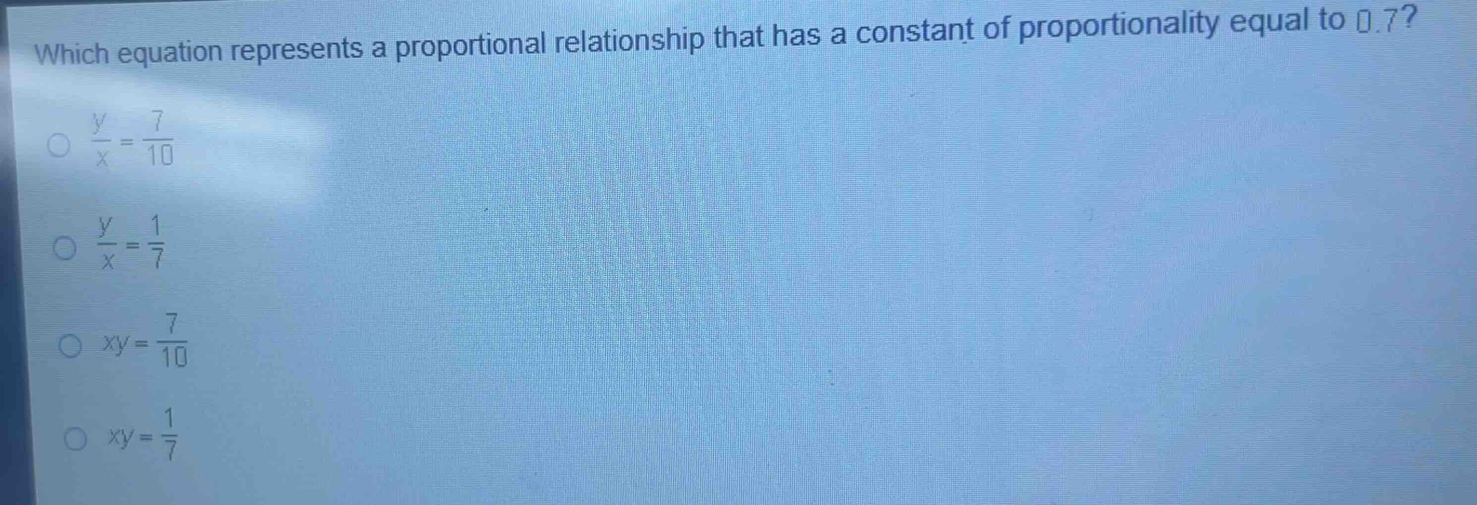 which equation represents a proportional relationship that has a consta…