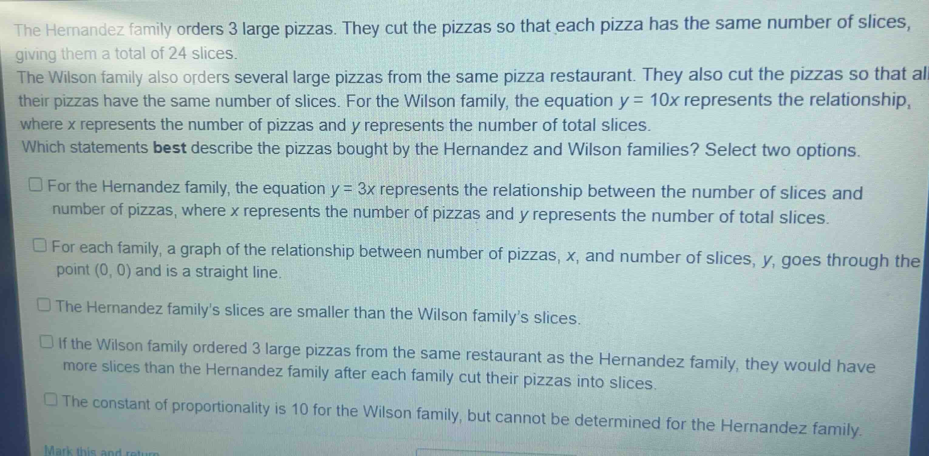 the hernandez family orders 3 large pizzas. they cut the pizzas so that…