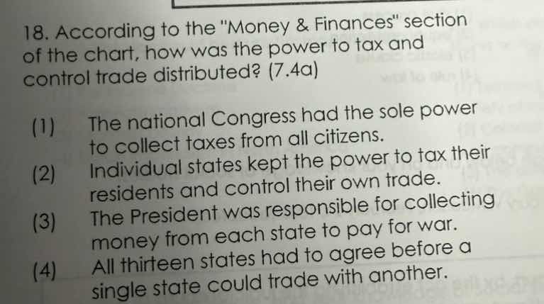 18. according to the \money & finances\ section of the chart, how was t…