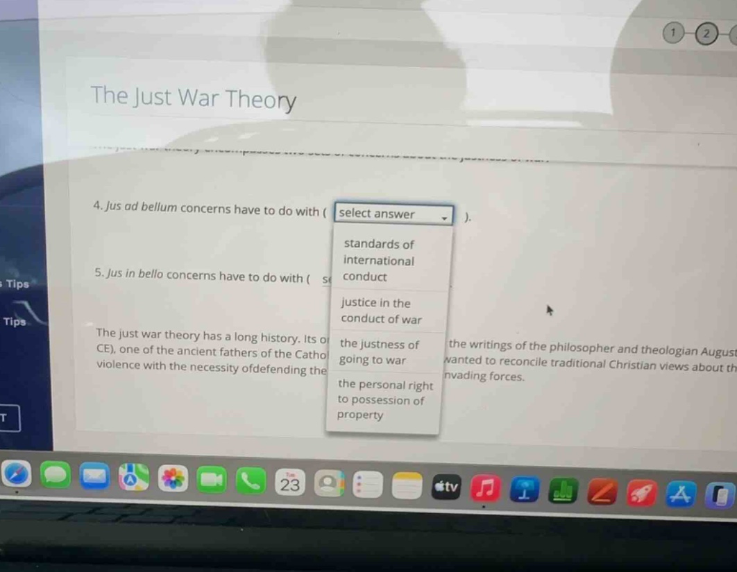 the just war theory 4. jus ad bellum concerns have to do with ( select …
