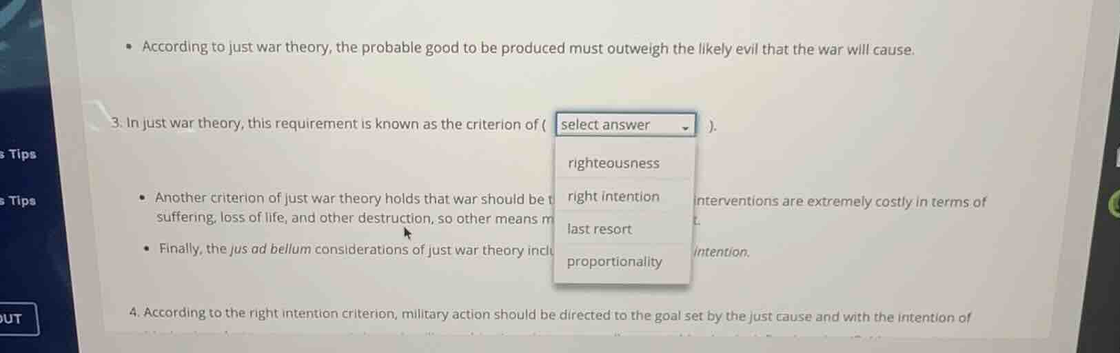 according to just war theory, the probable good to be produced must out…