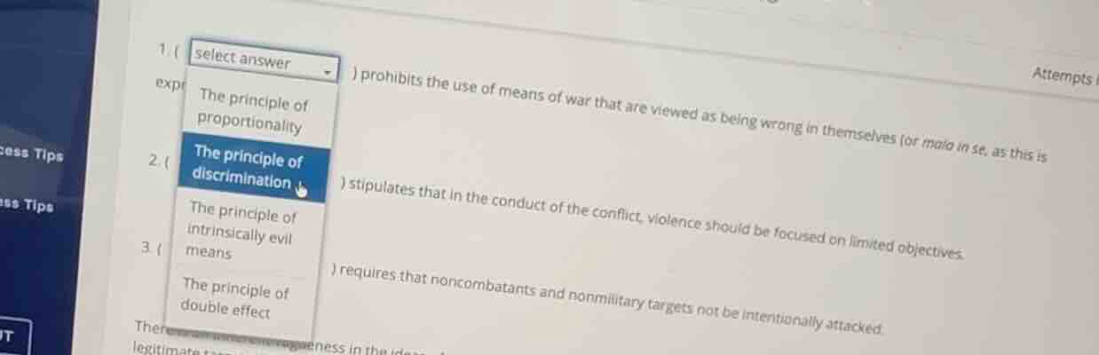 1. ( select answer ) prohibits the use of means of war that are viewed …