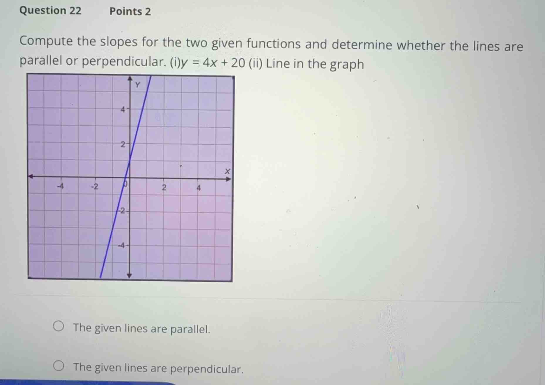 compute the slopes for the two given functions and determine whether th…