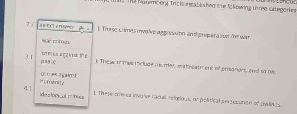 the nuremberg trials established the following three categories 2. ( se…