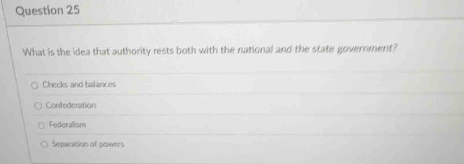 question 25 what is the idea that authority rests both with the nationa…