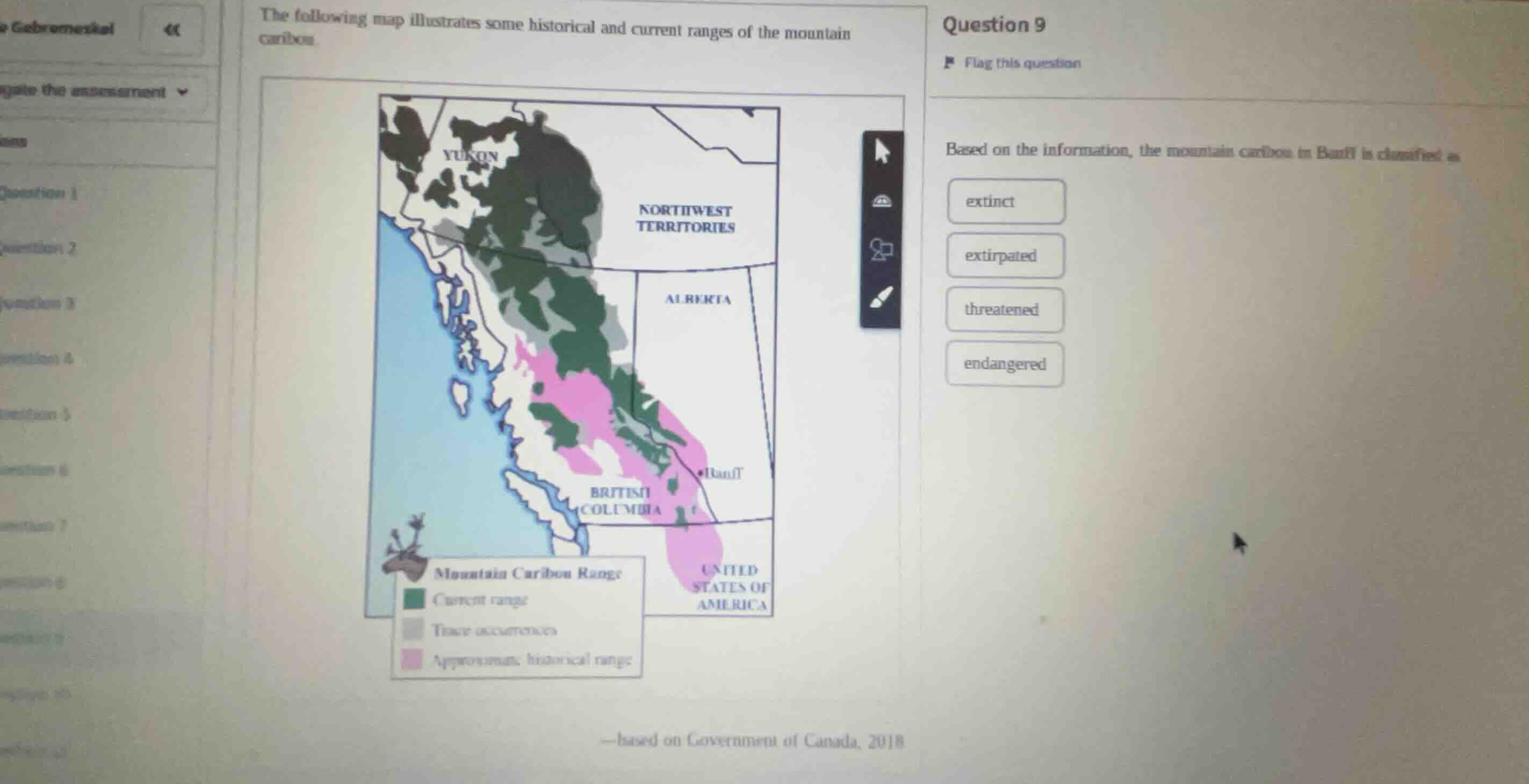 the following map illustrates some historical and current ranges of the…