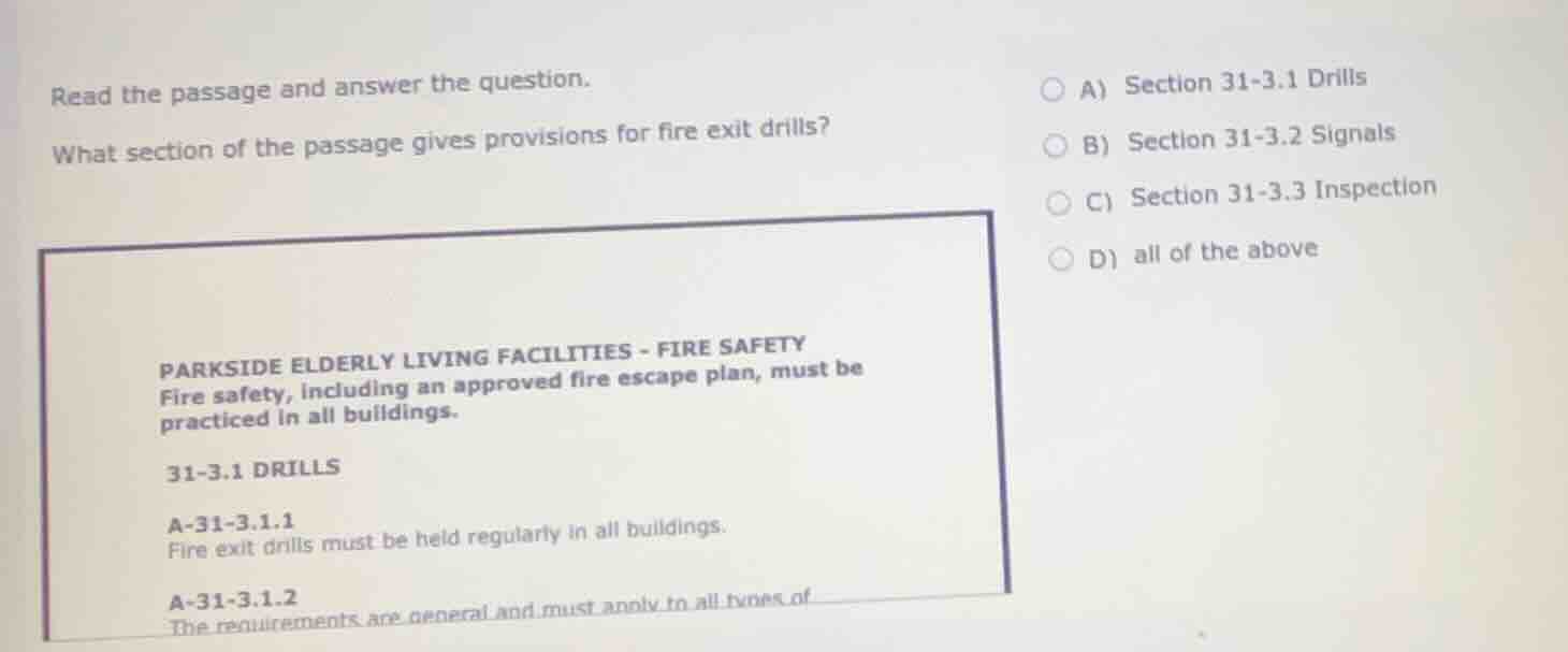 read the passage and answer the question. what section of the passage g…