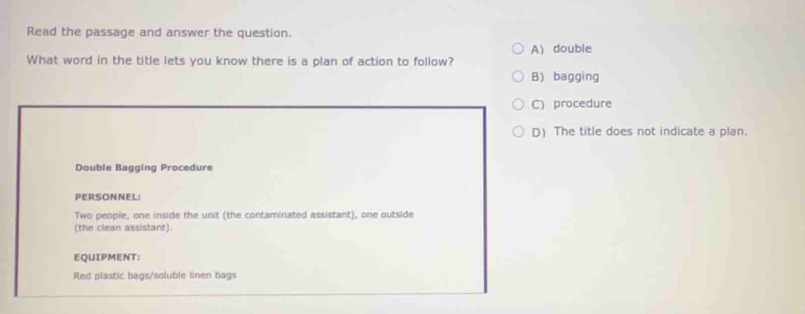 read the passage and answer the question. what word in the title lets y…