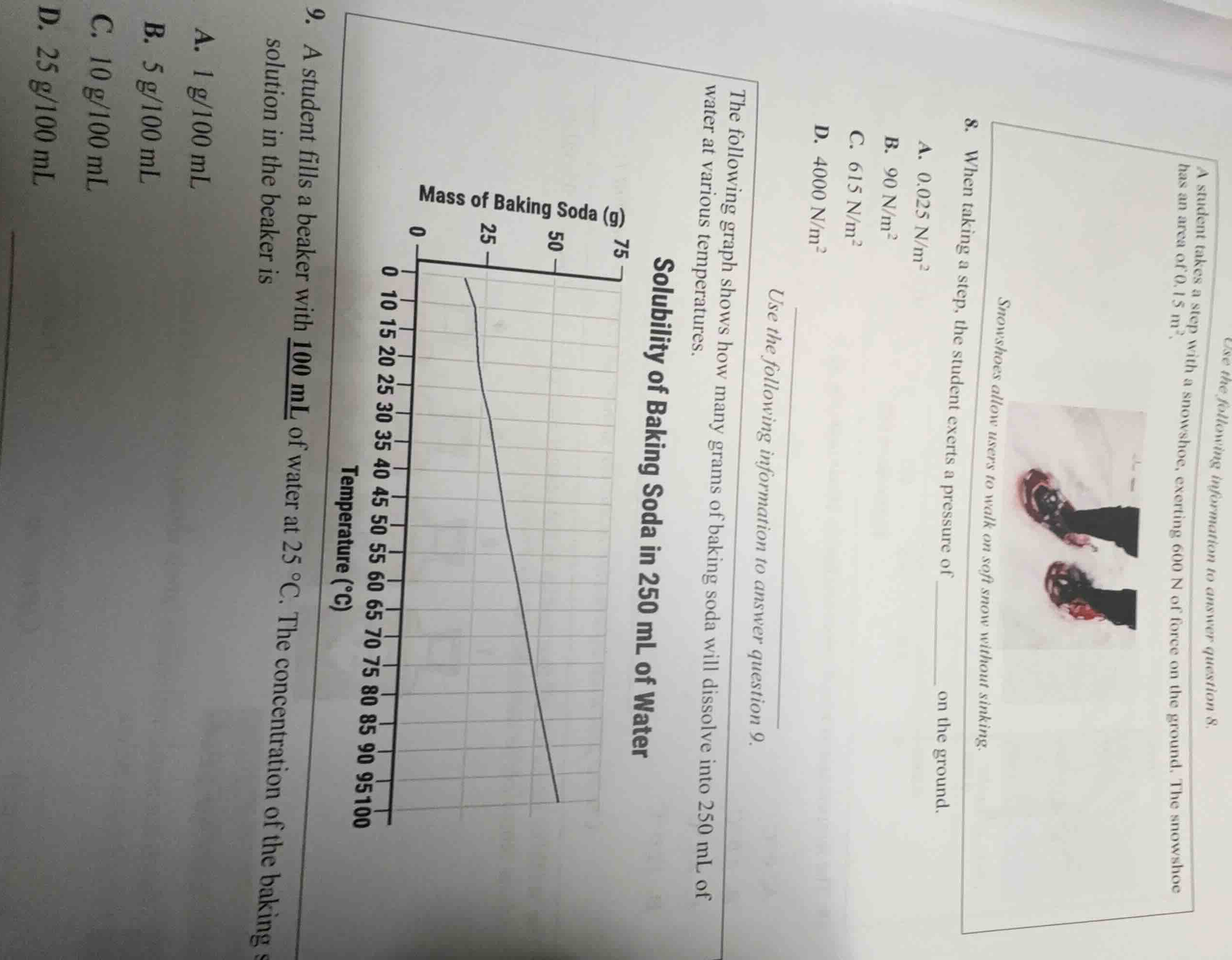 use the following information to answer question 8. a student takes a s…