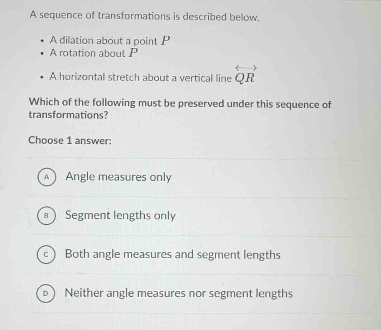 a sequence of transformations is described below. * a dilation about a …