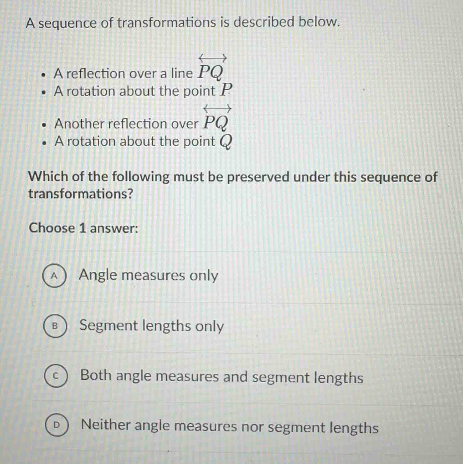 a sequence of transformations is described below. * a reflection over a…