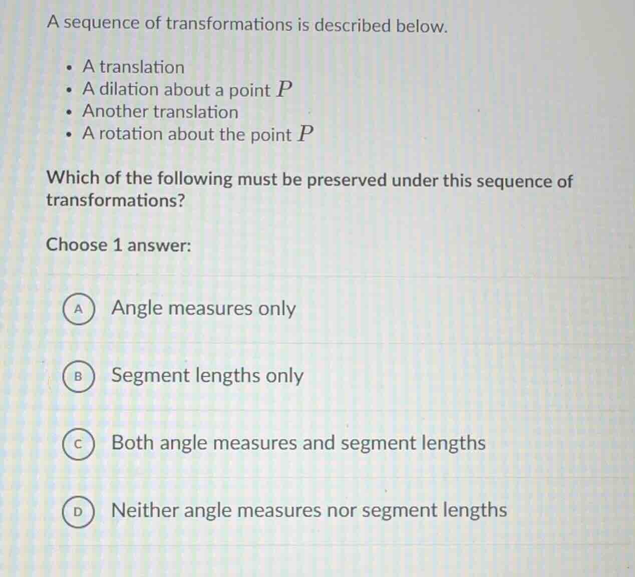 a sequence of transformations is described below. * a translation * a d…