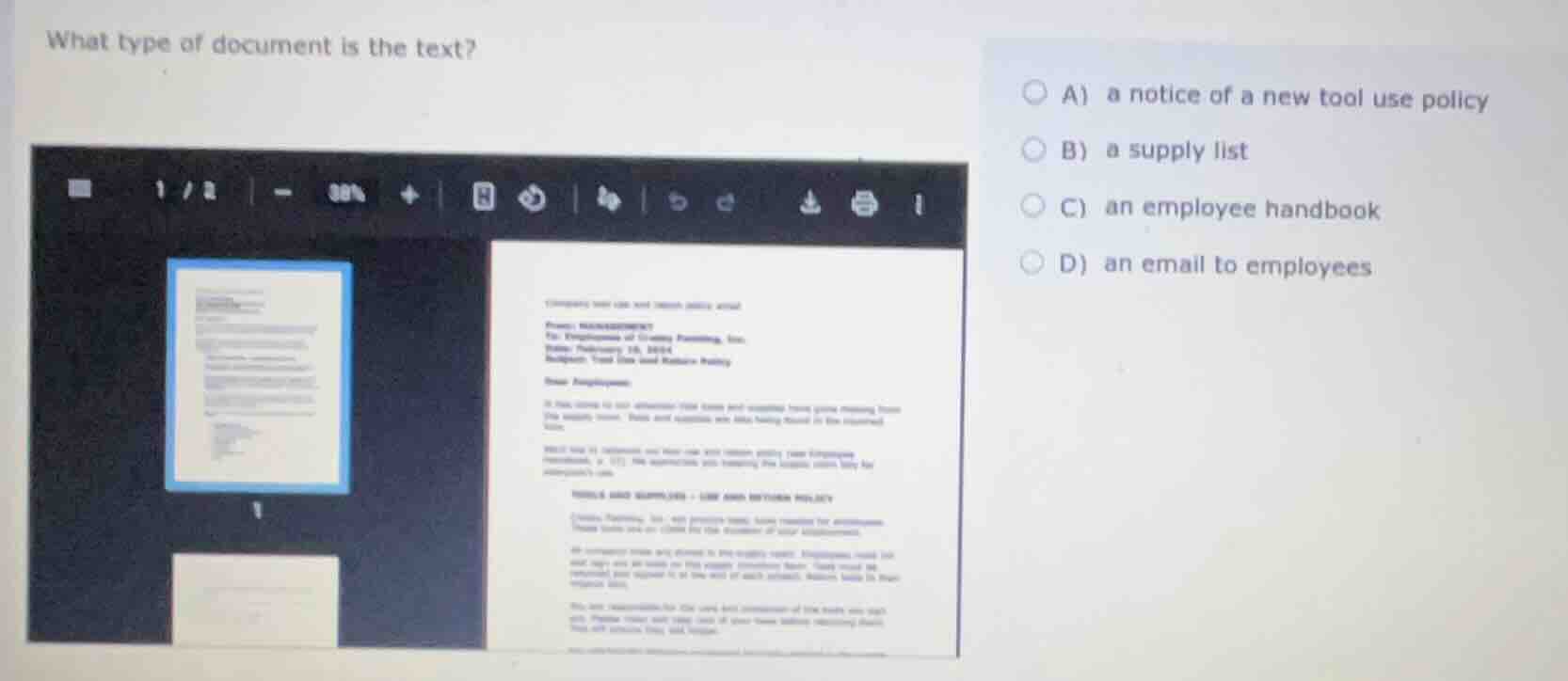 what type of document is the text? a) a notice of a new tool use policy…
