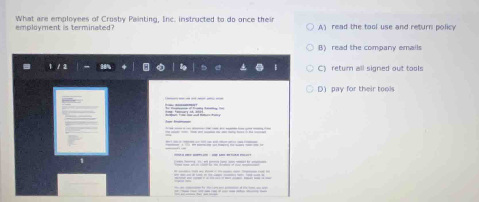 what are employees of crosby painting, inc. instructed to do once their…