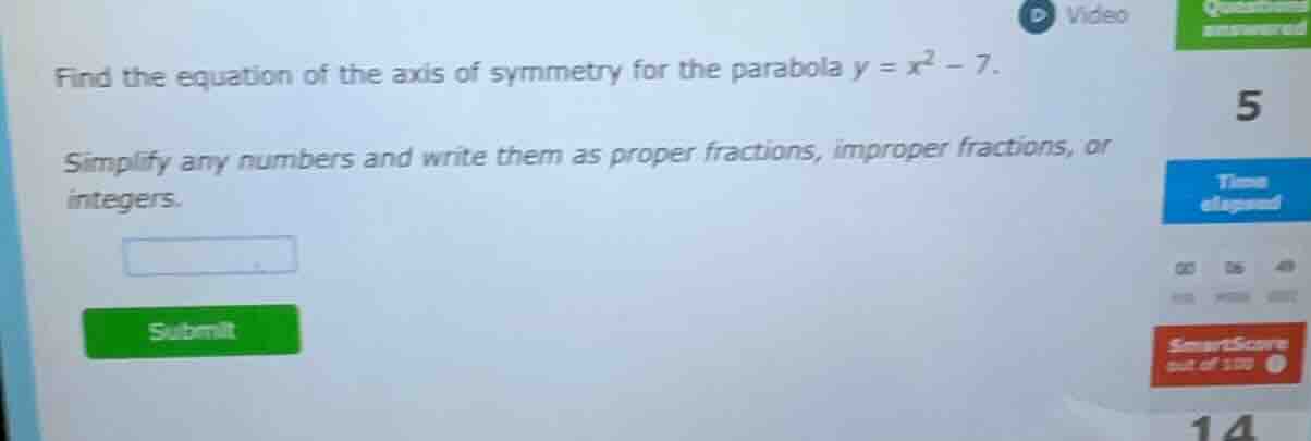 find the equation of the axis of symmetry for the parabola \\(y = x^2 -…