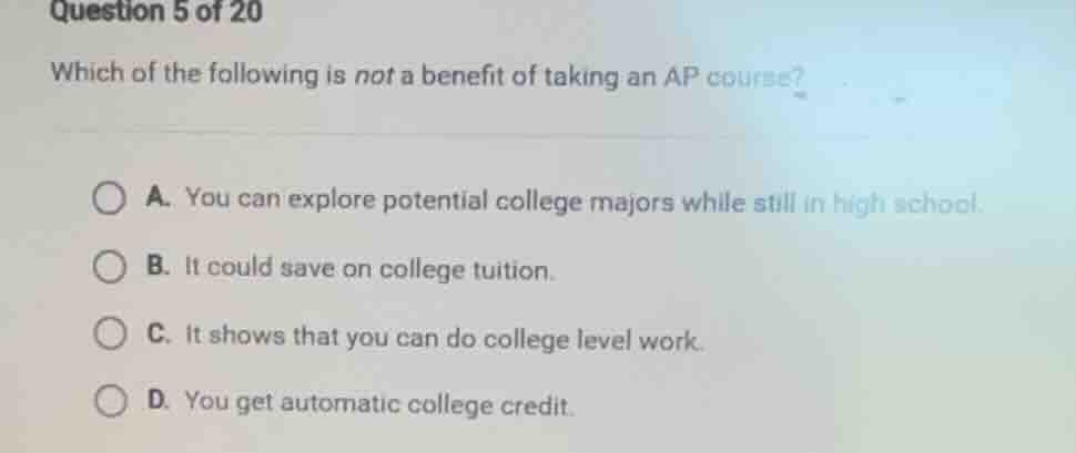 question 5 of 20 which of the following is not a benefit of taking an a…