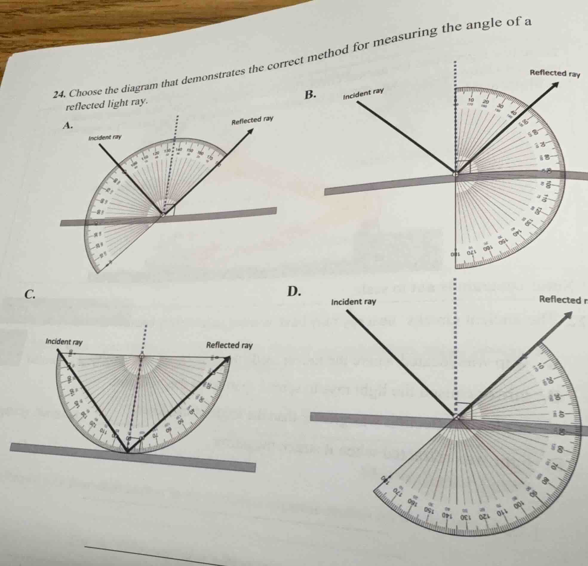 24. choose the diagram that demonstrates the correct method for measuri…