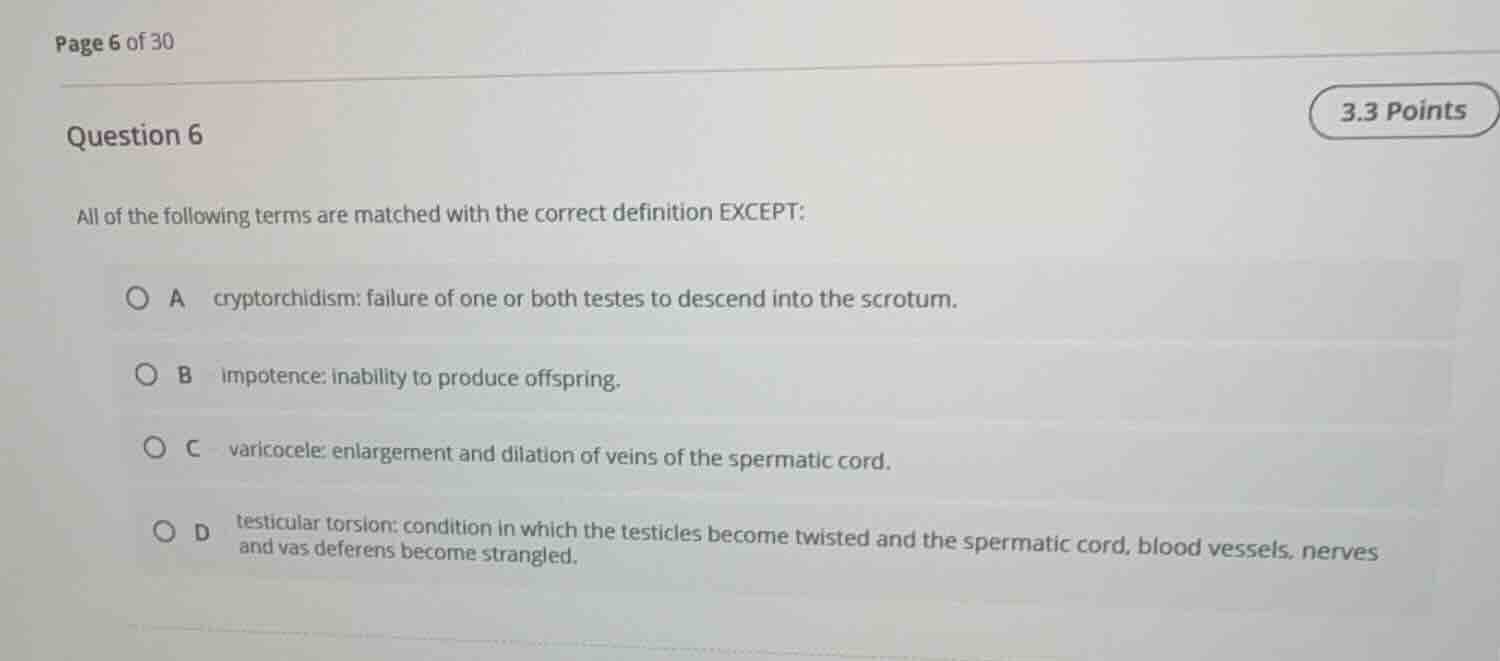 question 6 all of the following terms are matched with the correct defi…
