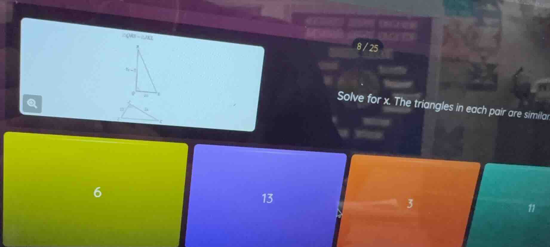 solve for x. the triangles in each pair are similar. \\(\\triangle qrs …