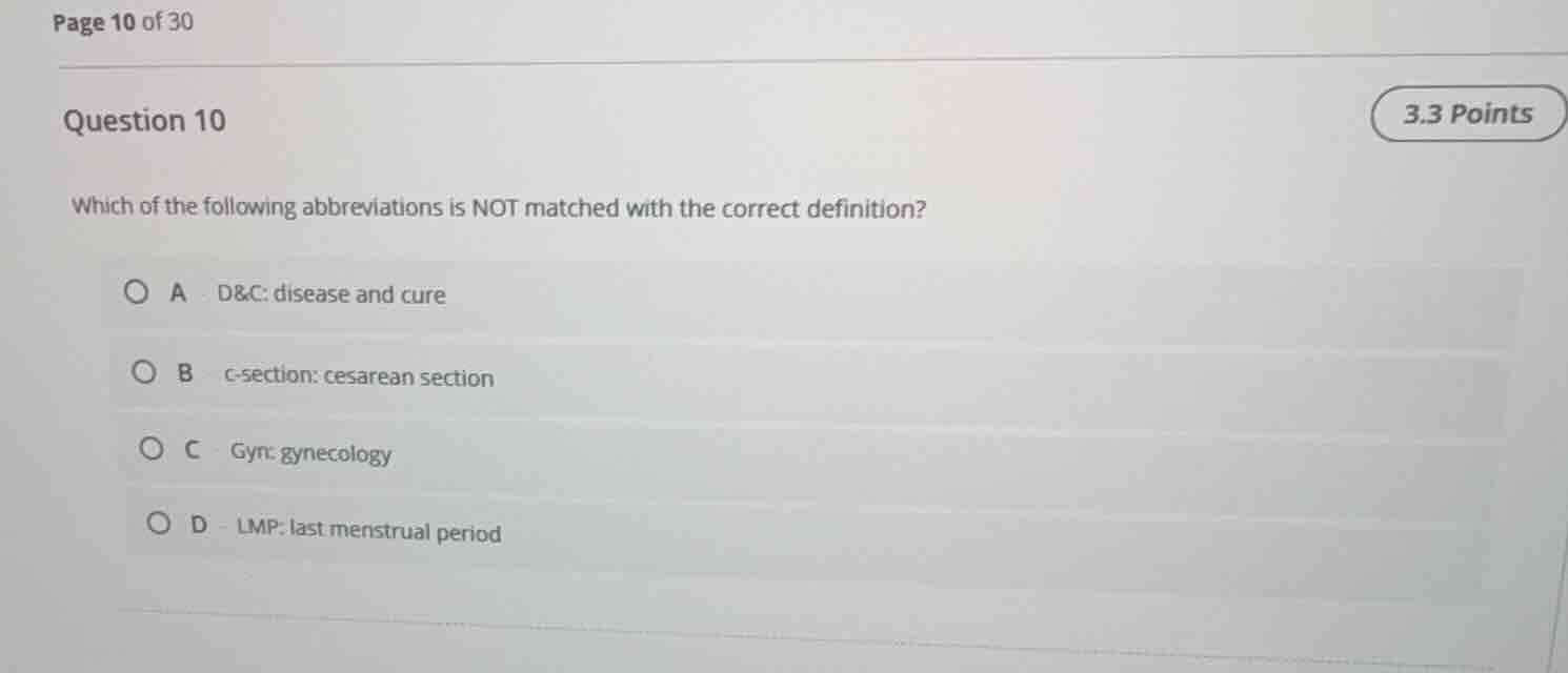 question 10 which of the following abbreviations is not matched with th…
