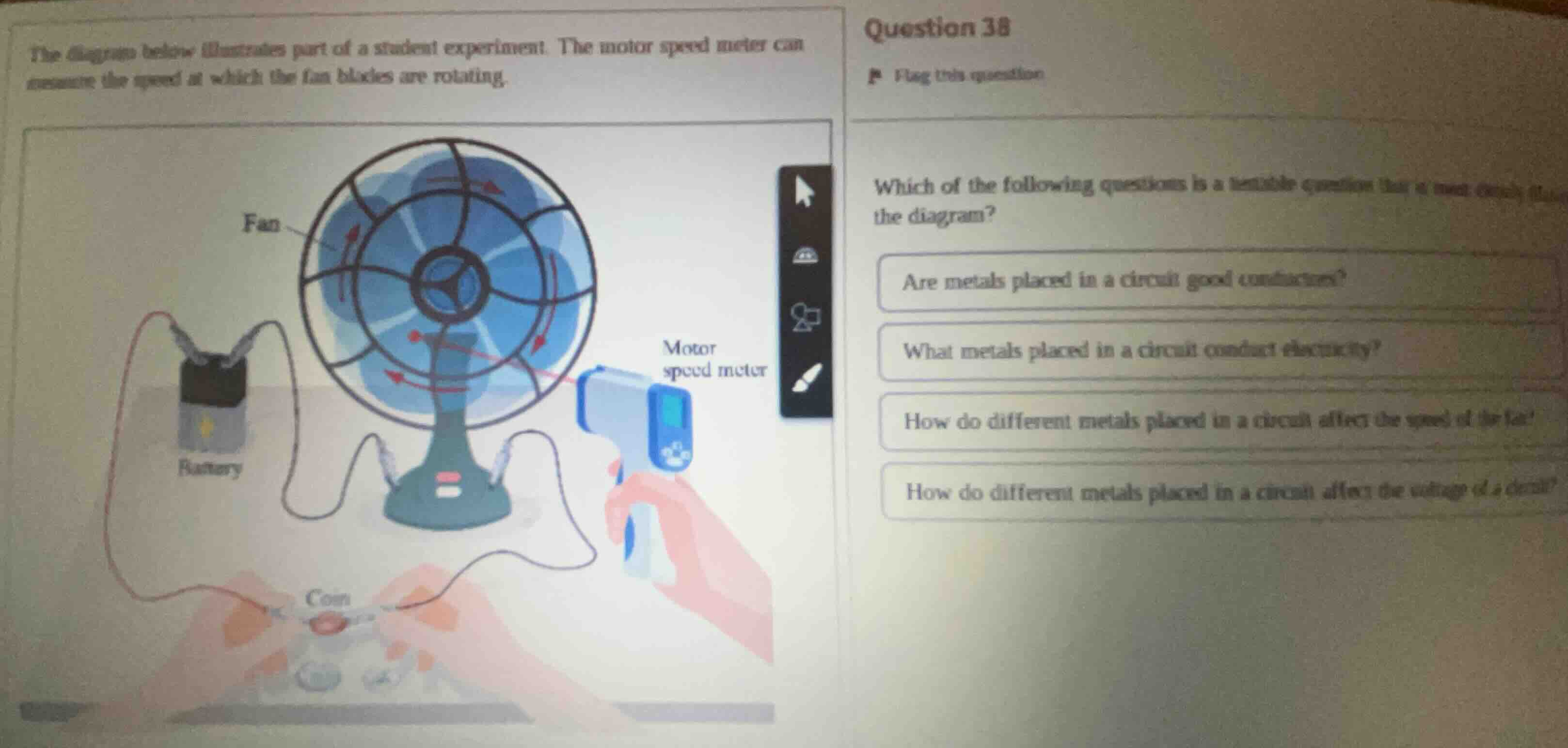 the diagram below illustrates part of a student experiment. the motor s…