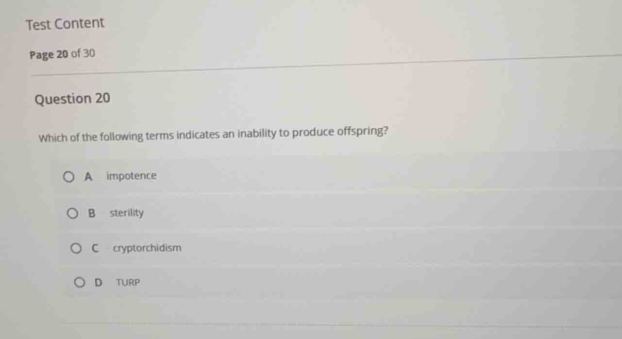 test content page 20 of 30 question 20 which of the following terms ind…