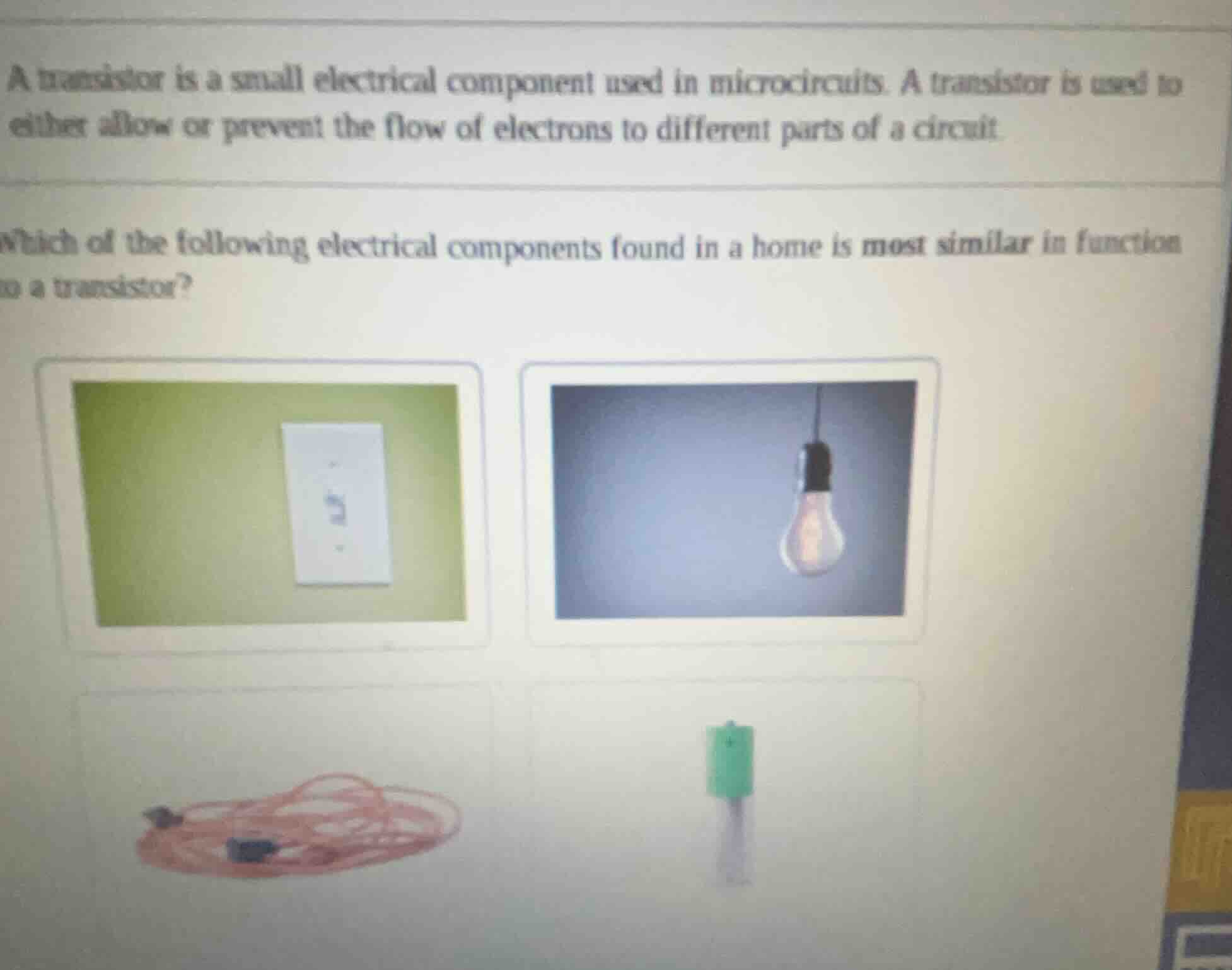 a transistor is a small electrical component used in microcircuits. a t…