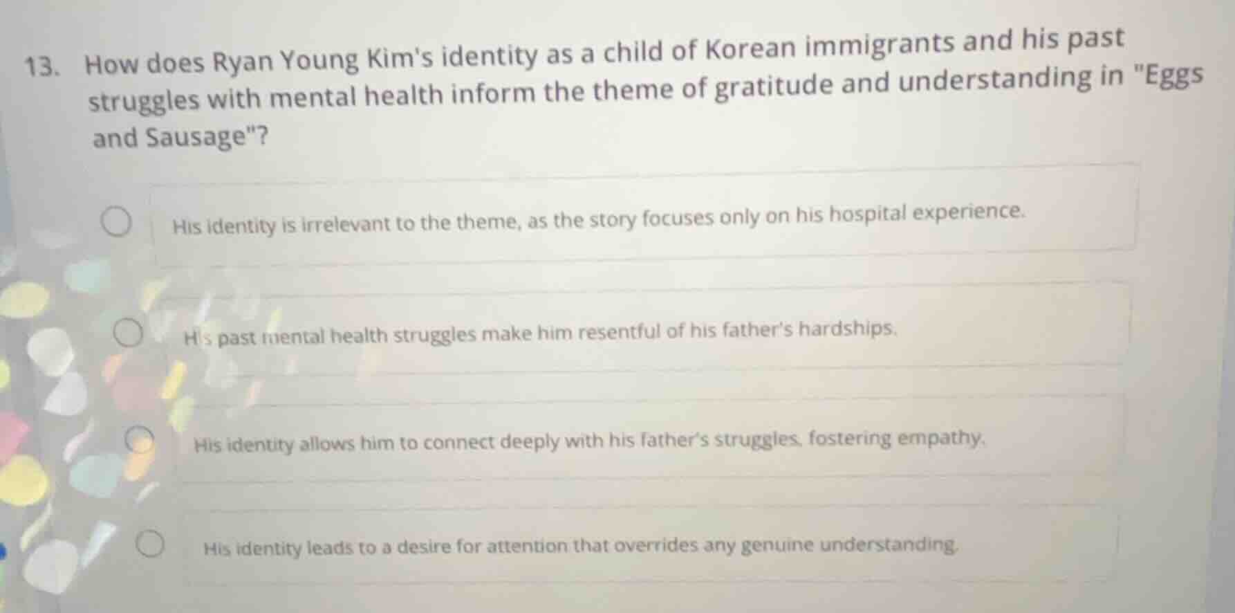 13. how does ryan young kims identity as a child of korean immigrants a…