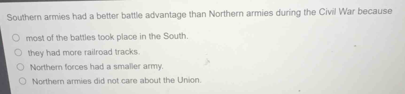 southern armies had a better battle advantage than northern armies duri…