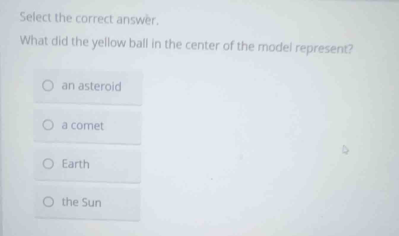 select the correct answer. what did the yellow ball in the center of th…
