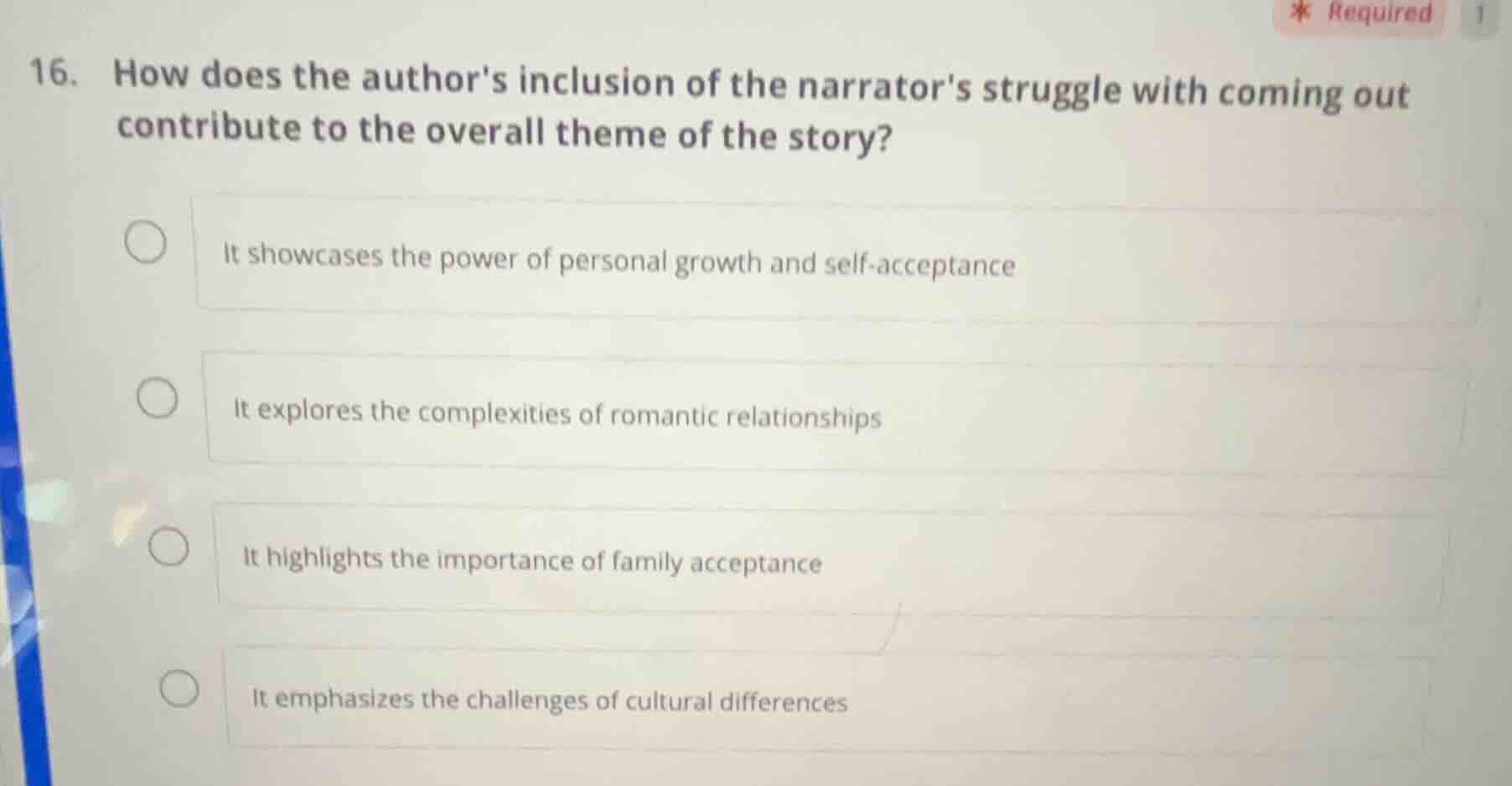 16. how does the authors inclusion of the narrators struggle with comin…