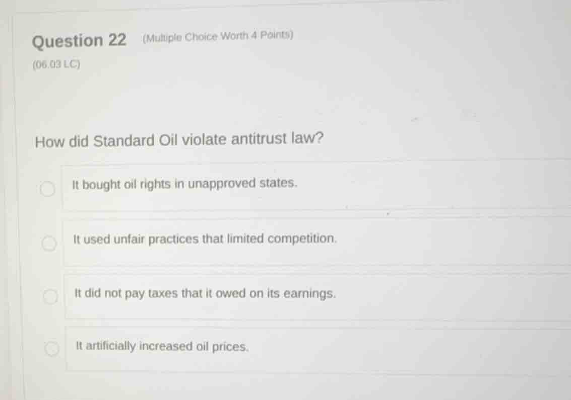 question 22 (multiple choice worth 4 points) (06.03 lc) how did standar…