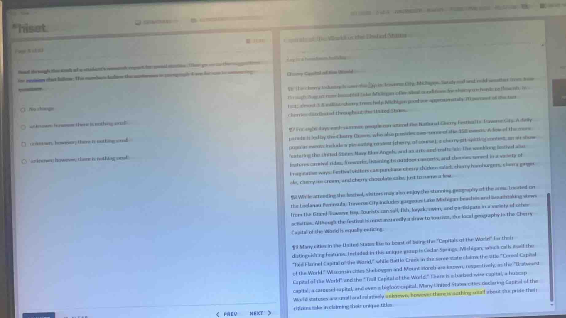 read through this draft of a students research report for social studie…