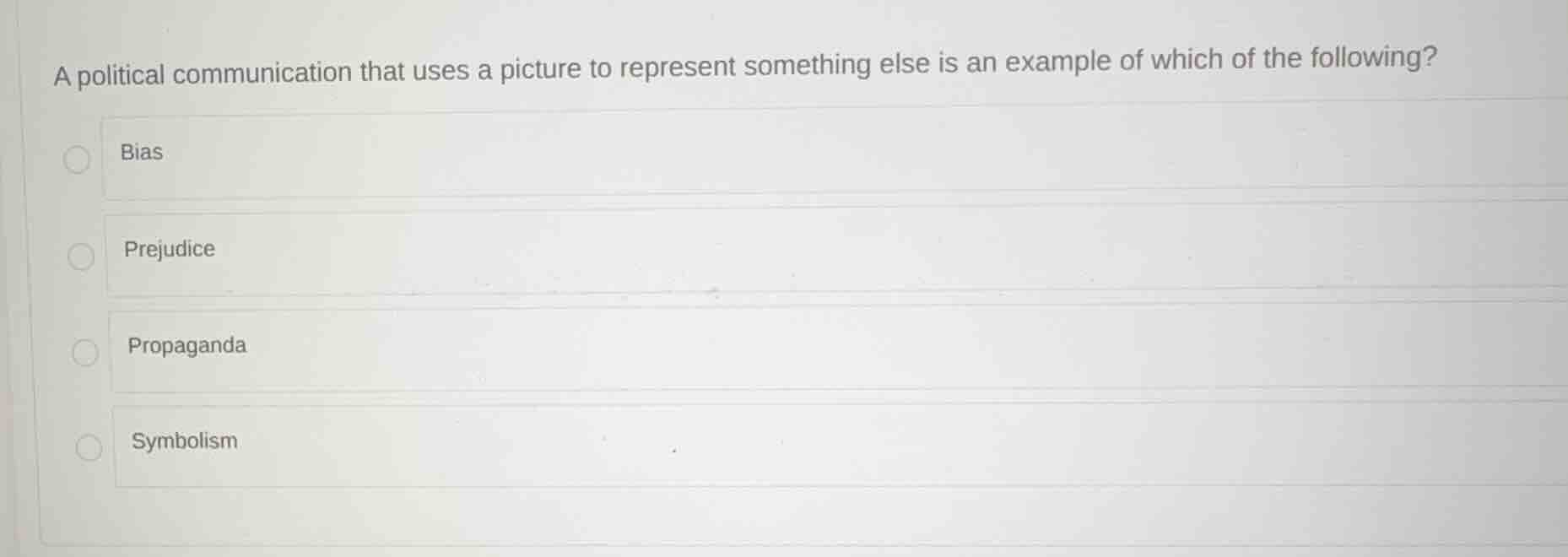 a political communication that uses a picture to represent something el…