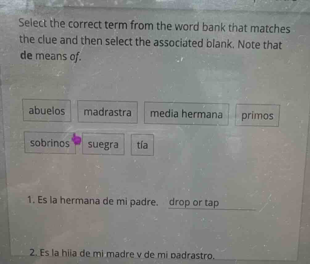 select the correct term from the word bank that matches the clue and th…