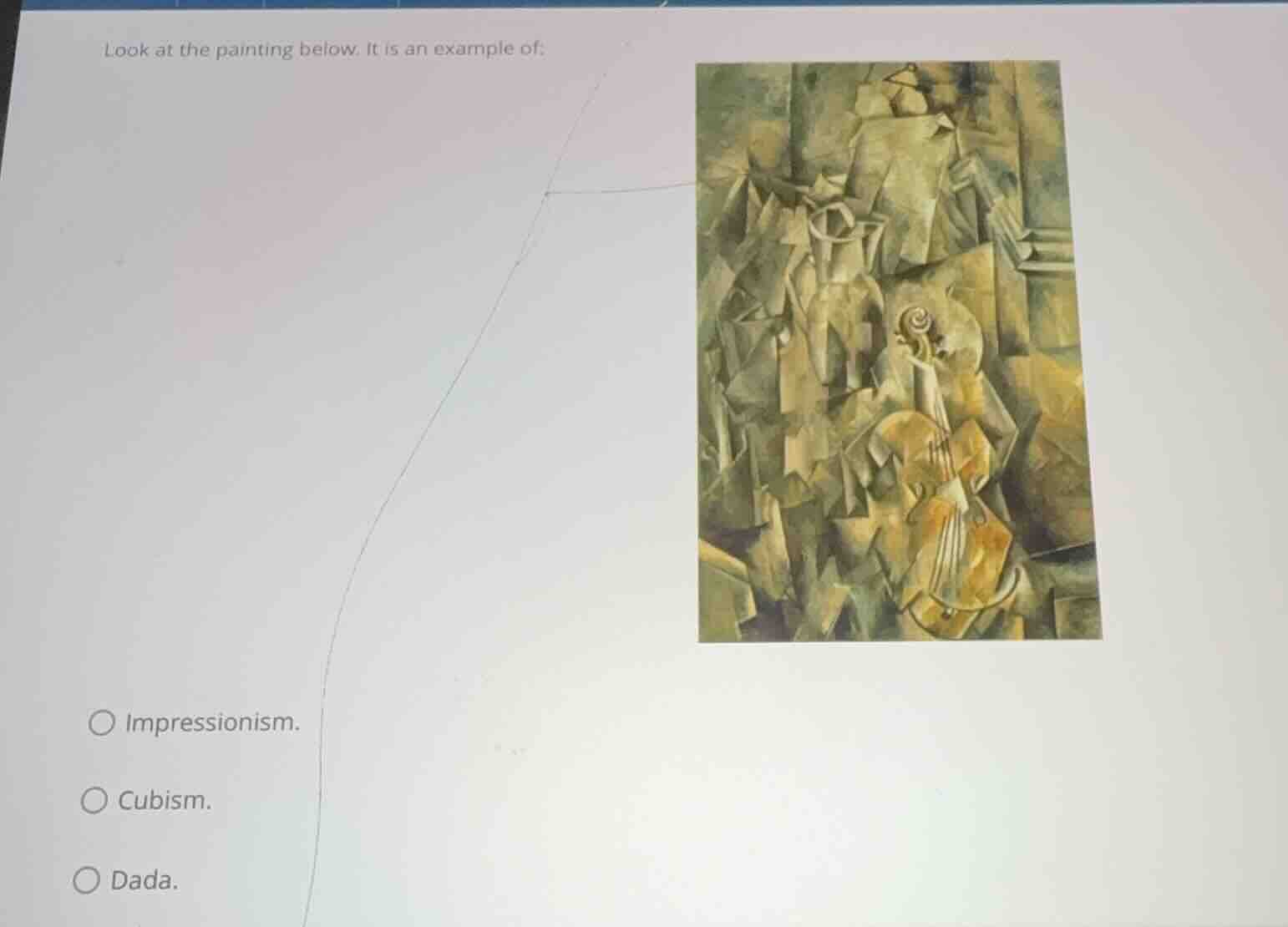 look at the painting below. it is an example of: impressionism. cubism.…