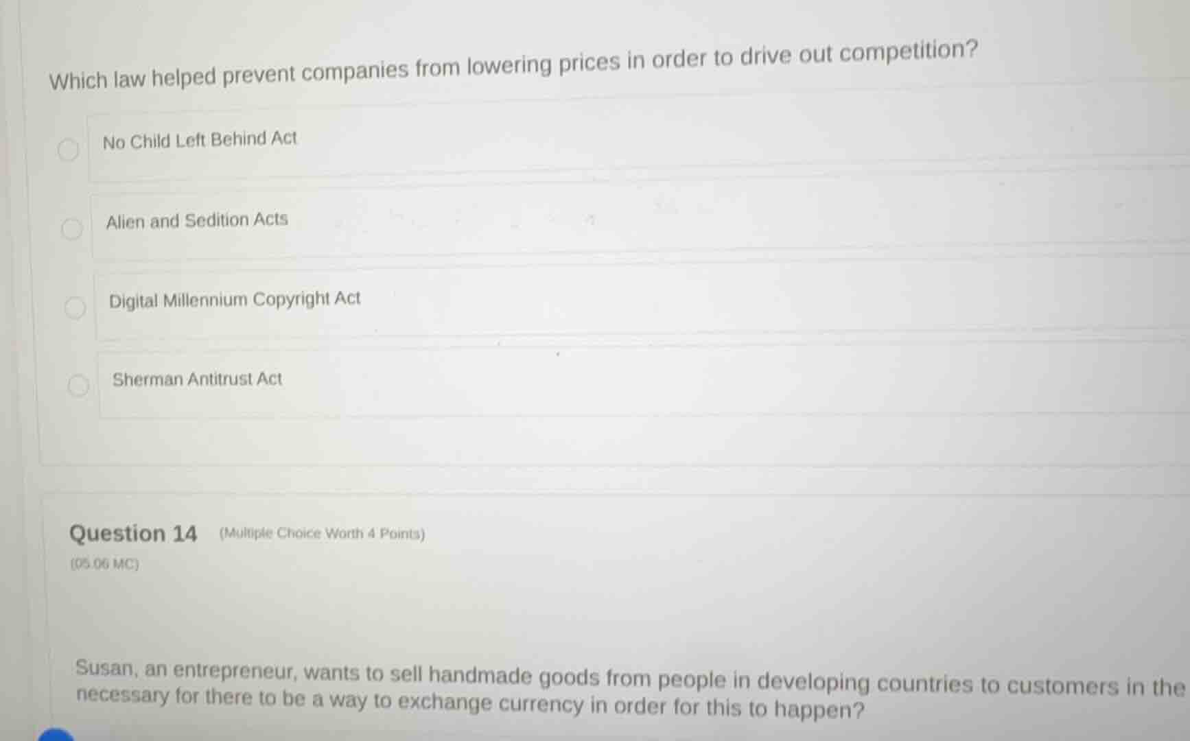 which law helped prevent companies from lowering prices in order to dri…