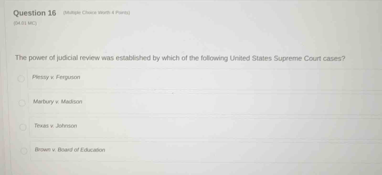 question 16 (multiple choice worth 4 points) (04.01 mc) the power of ju…