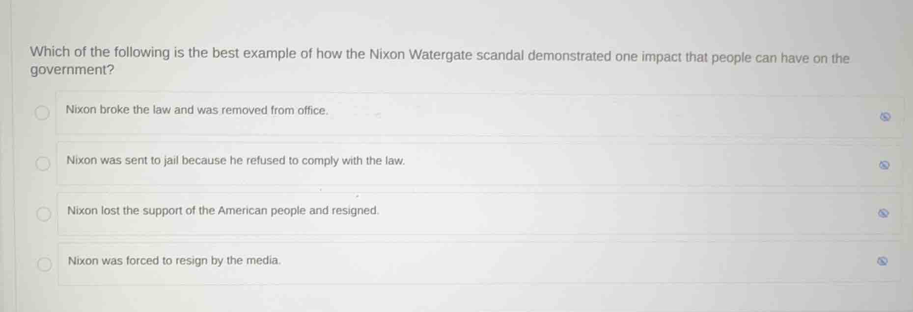 which of the following is the best example of how the nixon watergate s…