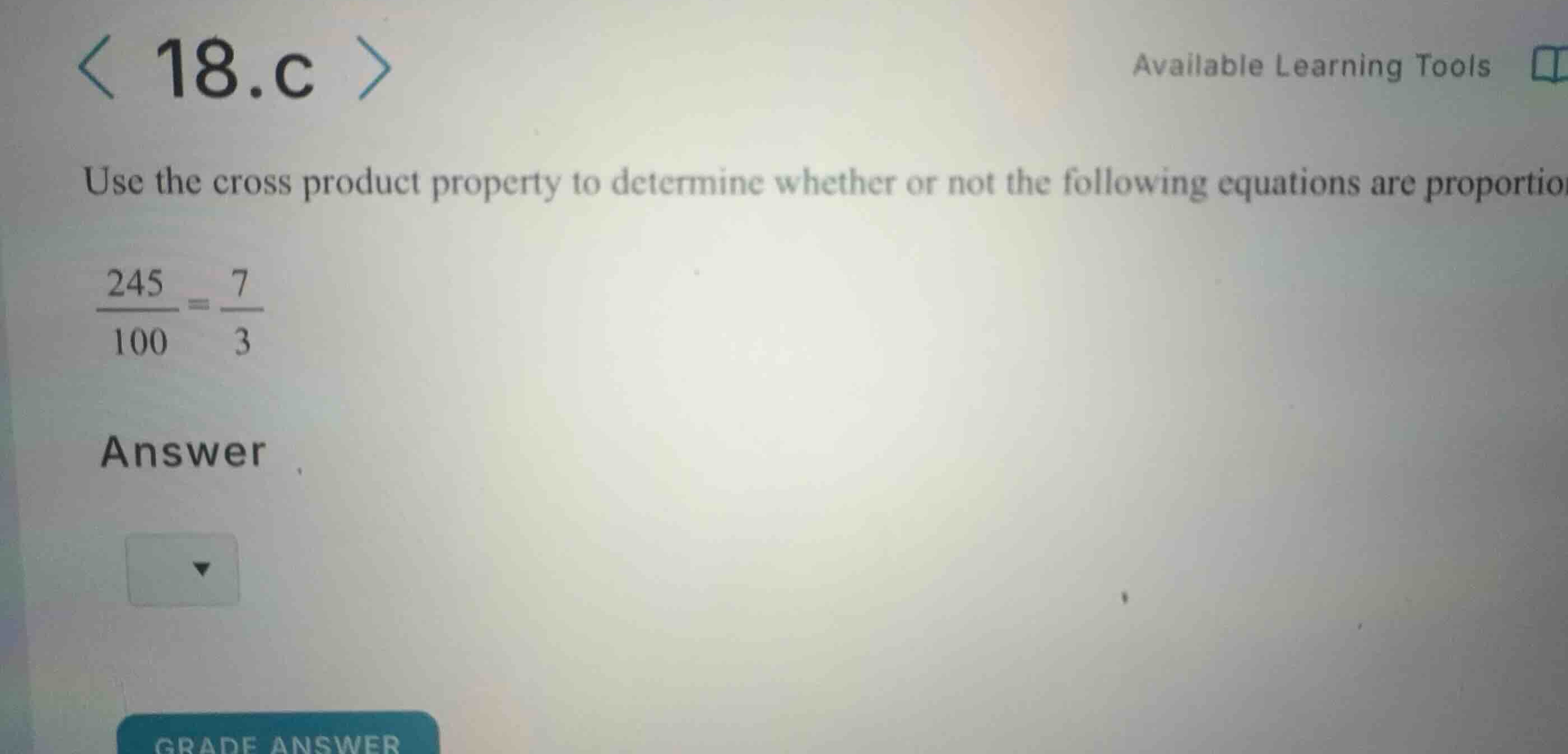 use the cross product property to determine whether or not the followin…