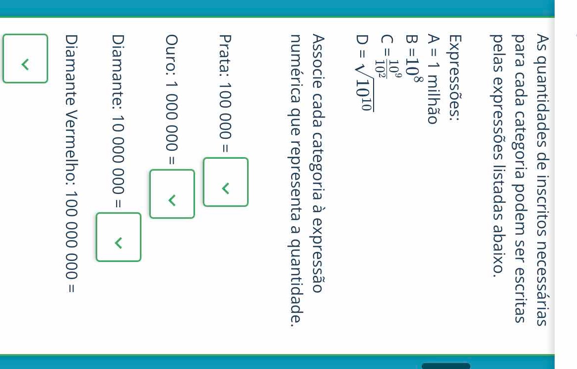 as quantidades de inscritos necessárias para cada categoria podem ser e…