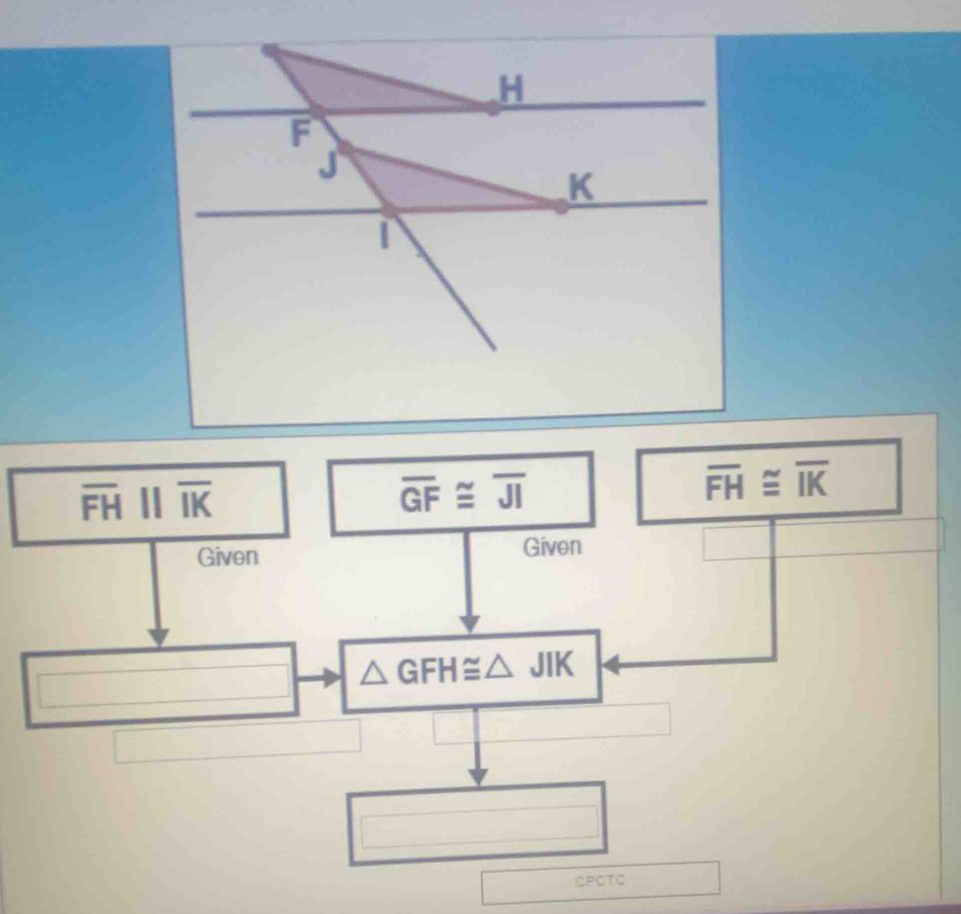 given: \\(\\overline{fh} \\parallel \\overline{ik}\\) \\(\\overline{gf}…