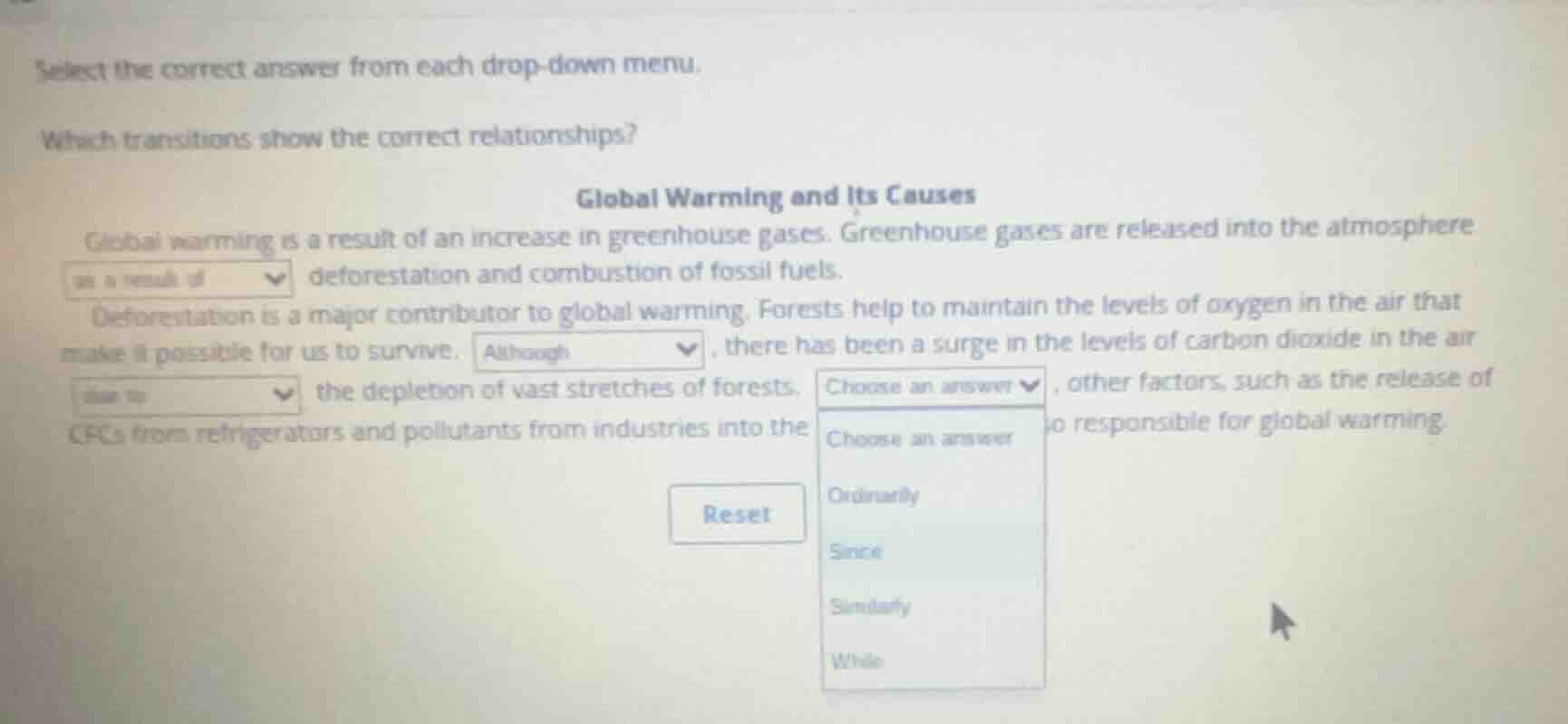 select the correct answer from each drop-down menu. which transitions s…